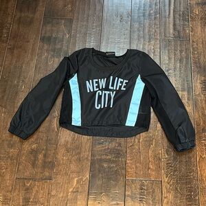 Noize Black and Silver Long Sleeve Crop Top